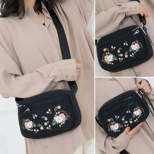 Embroidered Flower Crossbody Bag