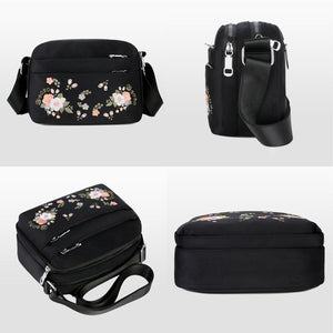 Embroidered Flower Crossbody Bag