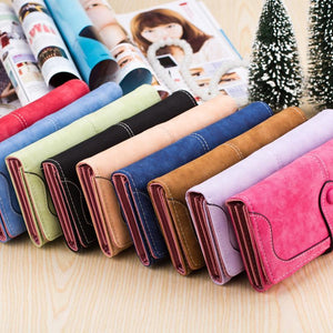 Nubuck Leather Long Wallet for Female