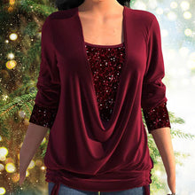 Load image into Gallery viewer, Burgundy Sequin Long Sleeve Top