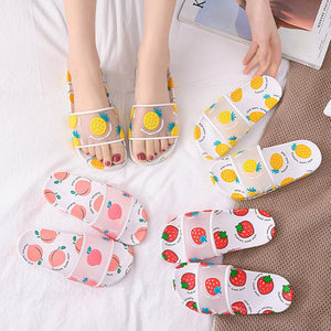 Transparent Fruits Pattern Flat Sandals