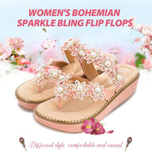 Load image into Gallery viewer, Women&#39;s Bohemian Sparkle Bling Flip Flops