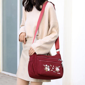 Embroidered Floral Shoulder Bag