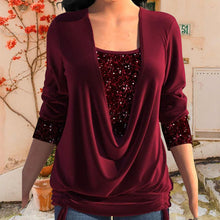 Load image into Gallery viewer, Burgundy Sequin Long Sleeve Top