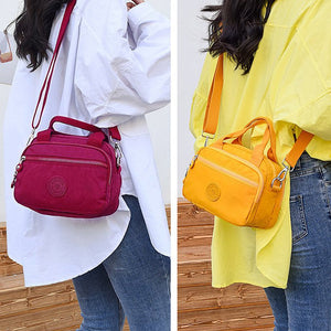 Functional Multi-Compartment Solid Color Handbag