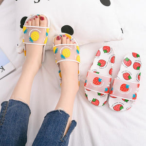 Transparent Fruits Pattern Flat Sandals