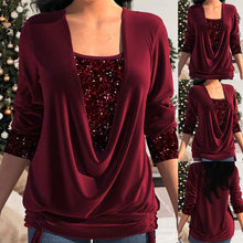 Load image into Gallery viewer, Burgundy Sequin Long Sleeve Top