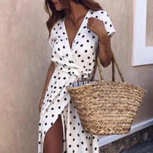 Load image into Gallery viewer, Belted Polka Dot Maxi Dress