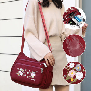 Embroidered Floral Shoulder Bag