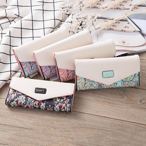 Floral Rhombus Ladies Long Wallet