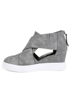 Women Spring Cut Out Ankle Boots Wedge Sneakers Plus Size Shoes