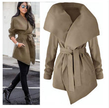 Load image into Gallery viewer, Women Sexy V Neck Belt Lace-up Solid Casual Overcoats