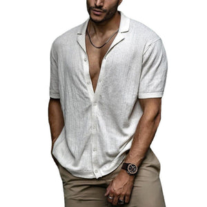 Men's Retro Casual Solid Color Shirt