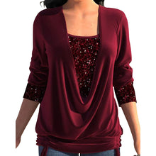 Load image into Gallery viewer, Burgundy Sequin Long Sleeve Top