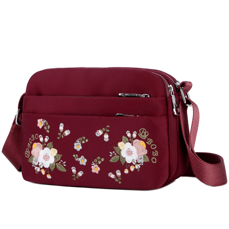 Embroidered Flower Crossbody Bag